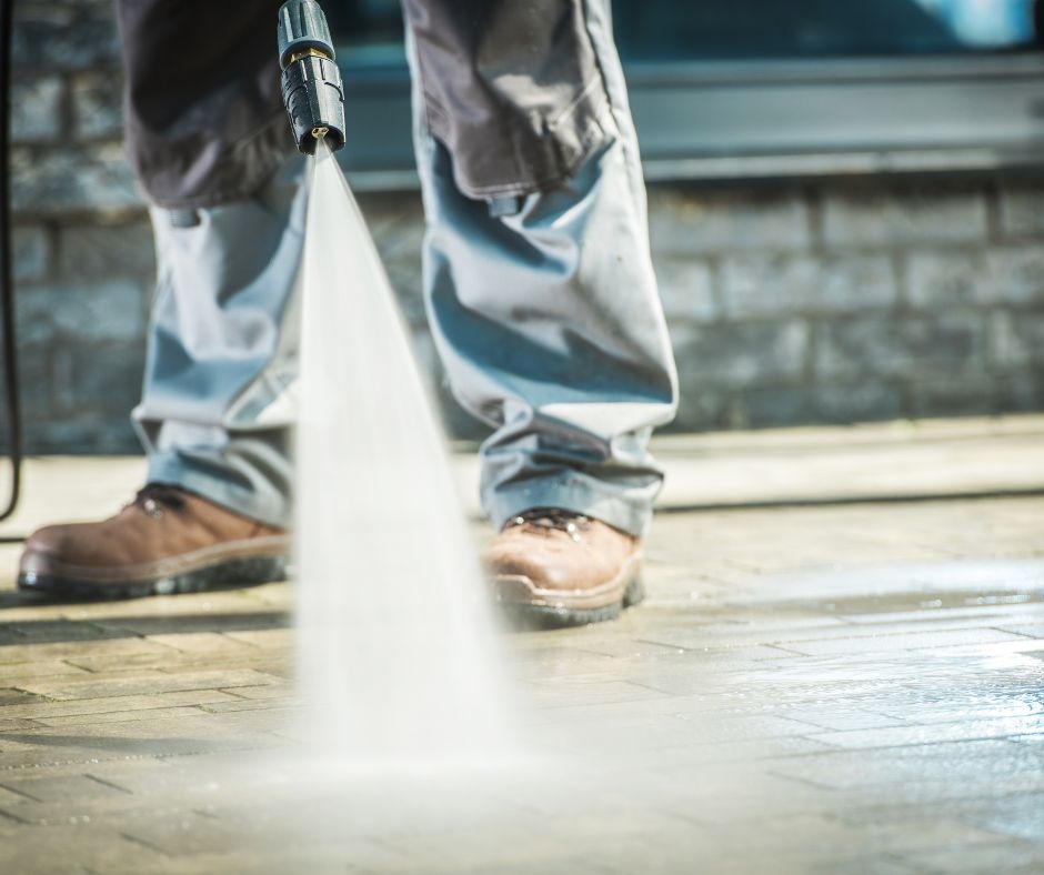 What kind of equipment is used for pressure washing driveways?